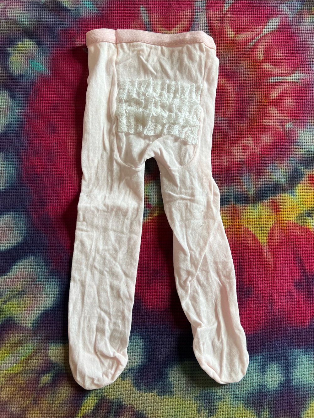 VTG Gold Bug Pink Ruffle Butt Baby Tights 9-18M Nylon Stockings